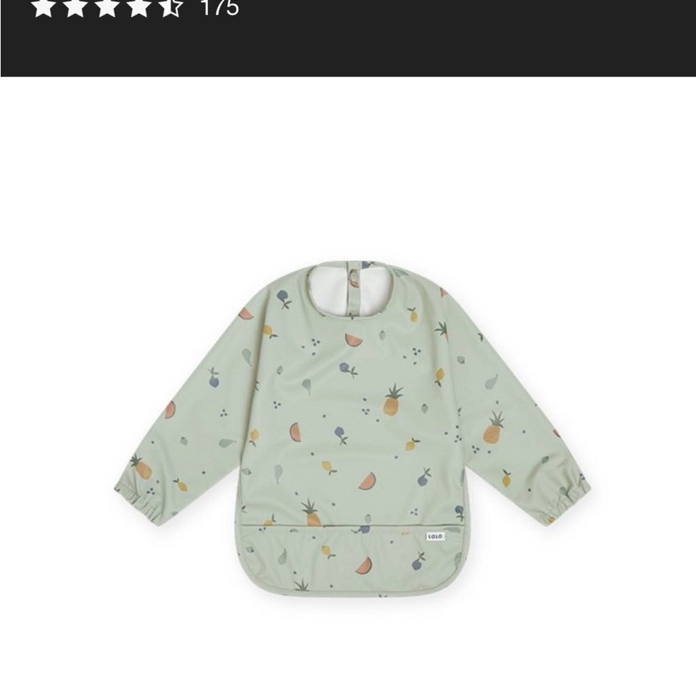 Lalo Playful Patterned Bib with Sleeves - Sage Fruit
